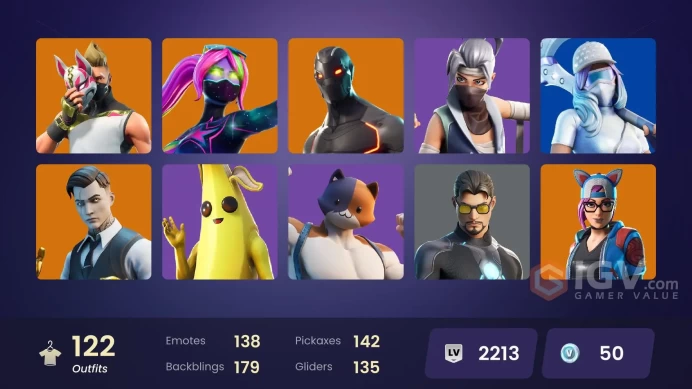 FA | 122 skins | Leviathan Axe | OG STW | Blue Team Leader | Gold Meowscles | Gold Midas | Gold Brutus | Sultura | Subzero Cryptic | Vivi Chroma