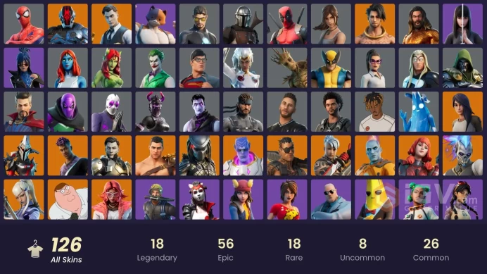 [PC/PSN/XBOX/Nintendo] 126 skins F/A :  Leviathan Axe | Gold Midas | Vivi Chroma | Cloud Striker | Sultura | Fixer | Eternal Knight | Gear Speci