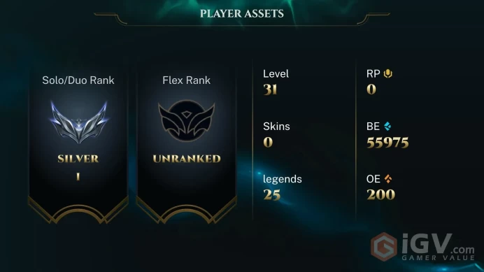 [EUW] Season 2026 - Silver 1 - Placements - 0W - 1L - 55K Be - Fresh MMR - 30 Level - Safe  - Ranked Ready - Instant - 20game honor ban