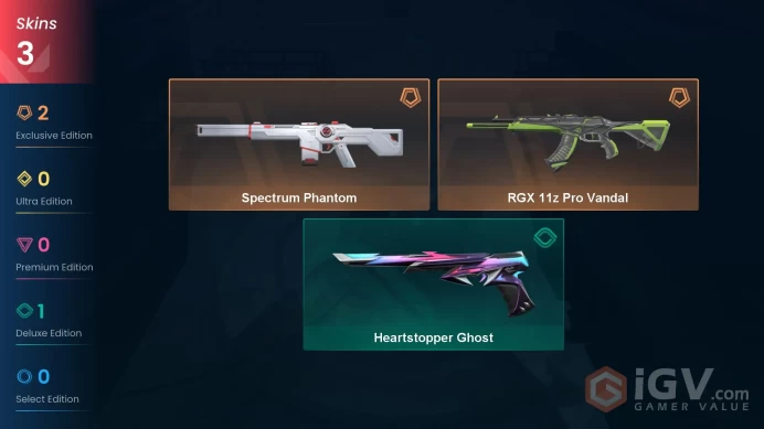 EU 3 skins | RGX 11z Pro Vandal | Spectrum Phantom | Heartstopper Ghost | V0266