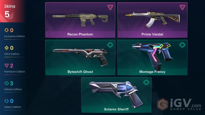 AP 5 skins | Recon Phantom | Prime Vandal | Montage Frenzy | Solarex Sheriff | Byteshift Ghost | V0407