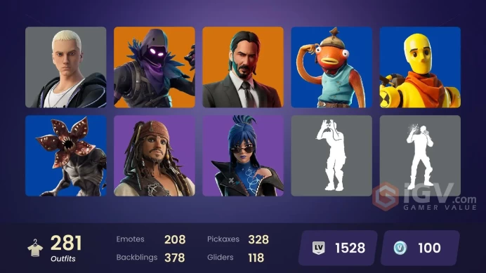 [ALL PLATFORMS]-281 Skin-328 pickaxes-208 emotes-450.000 V-BUCKS SPEND-FULL ACCESS-