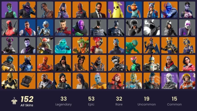 PC,PSN,XBOX 153 SKINS FA - IKONIK - TRAVIS SCOTT - GLOW - OG PARADIGM - SUPERSONIC,ASTRA,DEMI,CORRUTPED VOYAGER,DOGGO RK1812