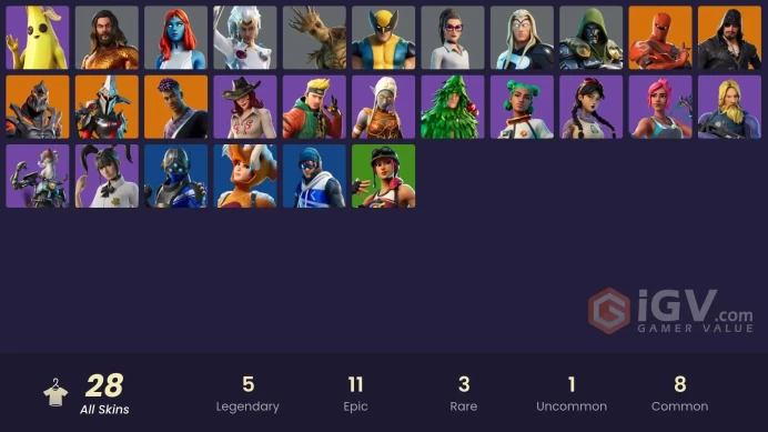 [PC] 28 skins | Point Patroller | Trilogy | Blackheart | Fade | Ruin | Hybrid | Eternal Knight | Thor | Mystique | Jennifer Walters | Storm | Gr
