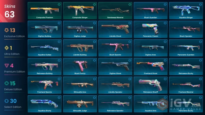 EU / 63 skins / Reaver Karambit / XERØFANG Knife / RGX 11z Pro Blade / Kuronami Vandal / Araxys Vandal / Champions 2023 Vandal /  V10