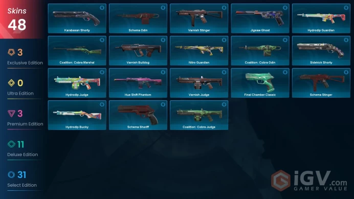 AP | 48 Skins | Sentinels of Light Vandal | Prime//2.0 Phantom | Gravitational Uranium Neuroblaster Classic | Magepunk Operator | Artisan Foil |