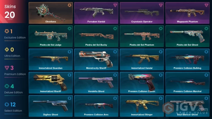 EU | Valorant Account | 20 Skins | Obsidiana | Forsaken Vandal | Magepunk Phantom | Cryostasis Operator | Piedra del Sol Bucky