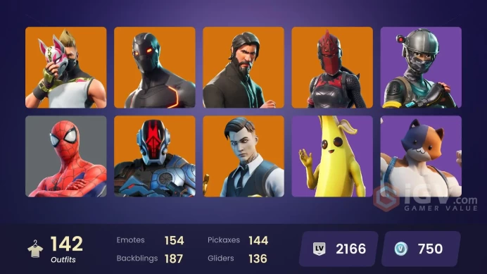 PC/PSN/Xbox/Nintendo 142 skins | The Reaper | Elite Agent | Gold Midas | Drift | Spectra Knight | Hybrid | Ruin | The Visitor | Sentinel | Calam