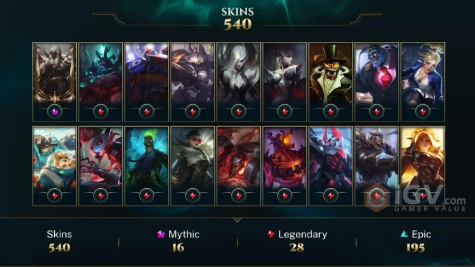 NA EMAIL CHANGEABLE 140 CHAMPIONS 540 SKINS 11 PRESTIGE 16 MYTHIC 340 CHROMA LAST PLAY 2023