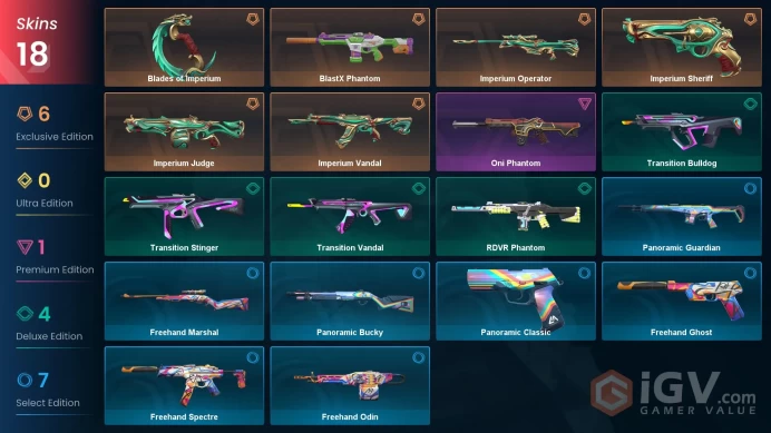 AP | 18 Skins | Blades of Imperium | BlastX Phantom | Imperium Sheriff | Imperium Judge | Imperium Operator | Imperium Vandal | Oni Phantom