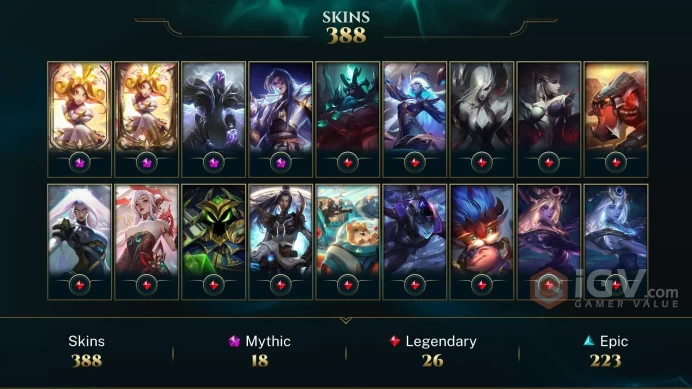 NA Email changeable All champions 98kbe 388 SKINS 18 MYTHIC  14x Prestige 118 CHROMA HONOR 5