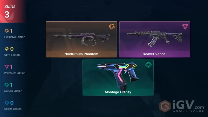 EU | 3 skins | Nocturnum Phantom | Reaver Vandal | Montage Frenzy | F7776