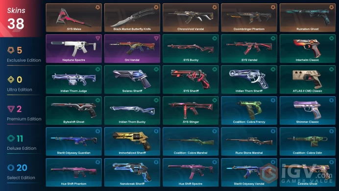 EU [ 38 TOP SKINS + 2 KNIFE ] Doombringer Phantom + ChronoVoid Vandal + Black.Market Butterfly Knife + Oni Vandal / full acces