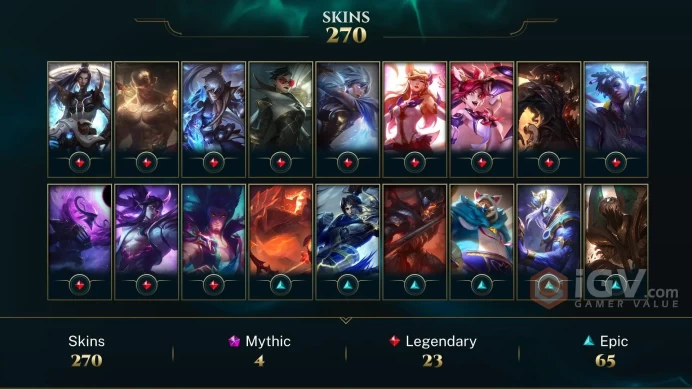LAS EMAIL CHANGEABLE 116 CHAMPIONS 10KBE 270 SKINS 9 VICTORIOUS 2665 RP PRESTIGE: JINX RIVEN2X LEONA + INVENTORY SKINS