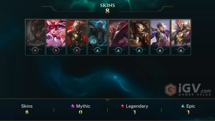 [EUNE] | Silver III | Champion 43   | SKIN8  | 3K BE   | Full Access | Instant Delivery |Unverified Email |XX4