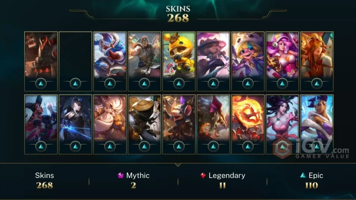 EUW EMAIL CHANGEABLE ALL CHAMPIONS 177KBE 268 SKINS Prestige: Teemo Senna 150 Emotes Victorious: Blitz graves Lucian orianna