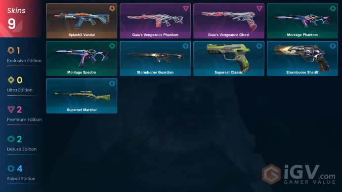 NA | VP 675 | LVL 14 | SplashX Vandal | Gaia's Vengeance Ghost | Gaia's Vengeance Phantom | Montage Spectre | Montage Phantom | Stormbor | V0266