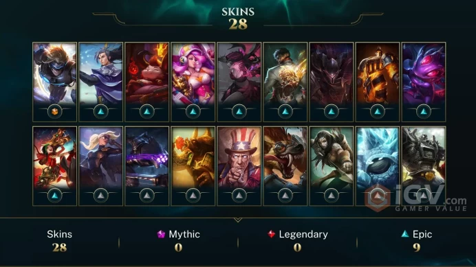Europe West Pulsefire Ezreal - Little Devil Teemo - Sanguine Garen - Lv 42 | 48 Champs | 28 Skins FULL ACCESS A383