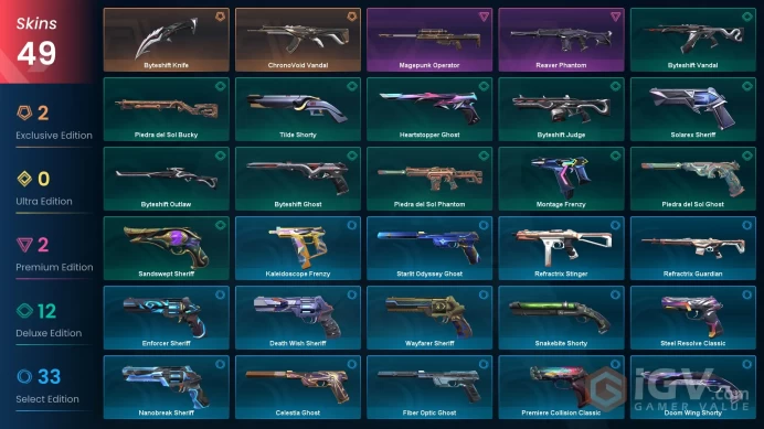 AP | VP 200 | LVL 298 | Byteshift Knife | ChronoVoid Vandal | Reaver Phantom | Magepunk Operator | Solarex Sheriff | Byteshift Vandal | | V0294