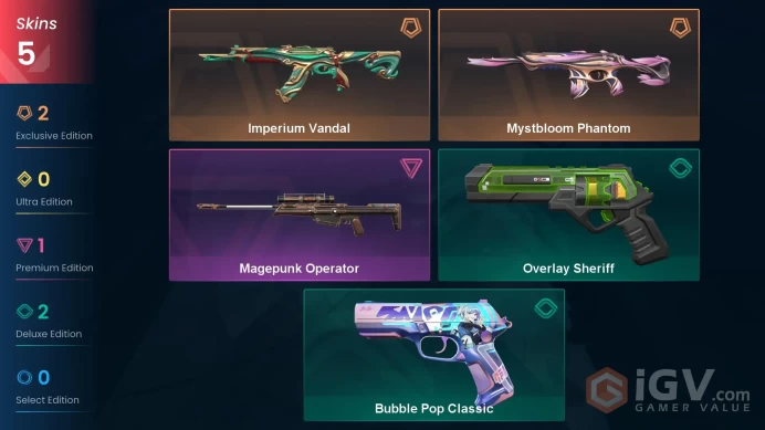 EU | VP 178 | LVL 61 | Mystbloom Phantom | Imperium Vandal | Magepunk Operator | Overlay Sheriff | Bubble Pop Classic | V0301