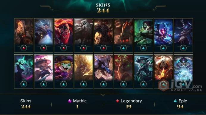 EUW EMAIL CHANGEABLE ALL CHAMPIONS 52K BE 244 SKINS 39 LITTLE LEGENDS  HONOR 4 Reindeer URF Holiday Nashor Wreath