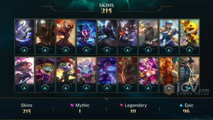 EUW EMAIL CHANGEABLE 168 CHAMPIONS 215 SKINS Hextech Kog'Maw 3 ULTIMATE 120 LITTLE LEGENDS