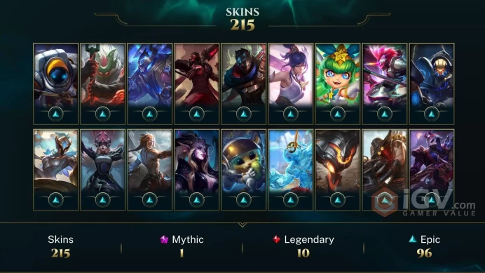 EUW EMAIL CHANGEABLE 168 CHAMPIONS 215 SKINS Hextech Kog'Maw 3 ULTIMATE 120 LITTLE LEGENDS