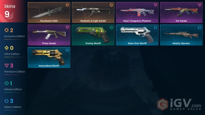 [EU] - SKINS 9 - KNIFE 1 - Xenohunter Knife - Sentinels of Light Vandal - Prime Vandal - FULL ACCESS - INSTANT DELIVERY