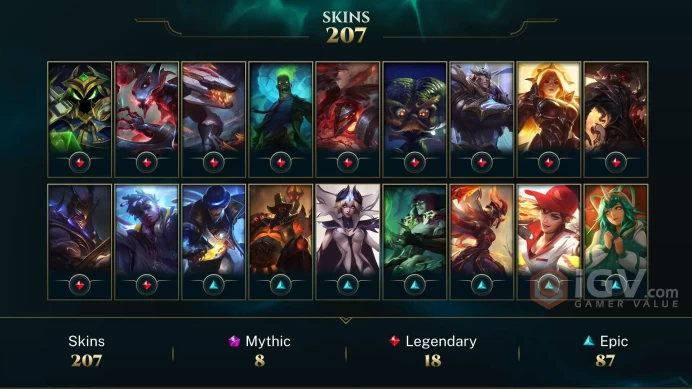 LAN EMAIL CHANGEABLE 448 LVL ALL CHAMPIONS 112KBE 207 SKINS 5 PRESTIGE 6 VICTORIOUS  64 LITTLE LEGENDS 58 CHROMAS 135 ME 