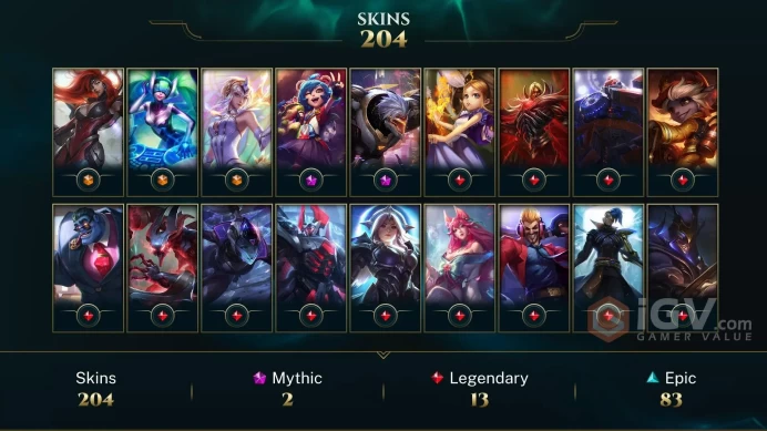 LAS EMAIL CHANGEABLE 253 LVL 137 CHAMPIONS 204 SKINS PRESTIGE ZED