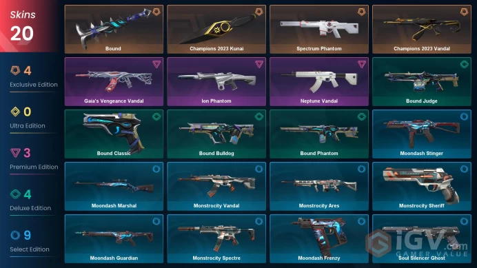 EU [ 20 TOP SKINS + 2 KNIFE ] Champions 2023 Kunai + Champions 2023 Vandal + Spectrum Phantom + Gaia's Vandal / full acces