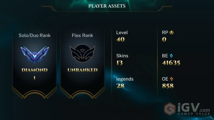 [EUW] S2026 -DIAMOND 1 -50LP- 67 Winrate - +27/-13 LP Gain - 41K Be-Honor 5- 4game 5min lowque -Instant Delivery
