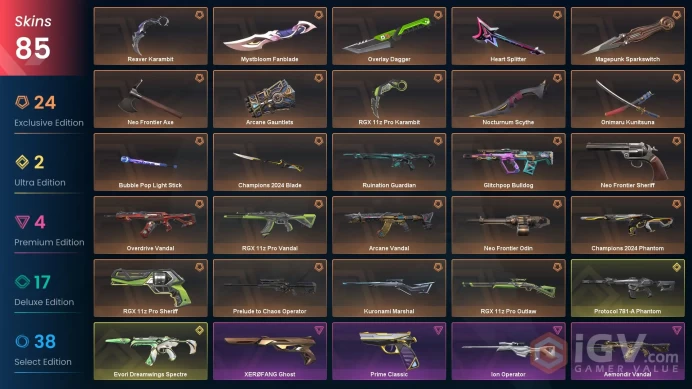 AP/MYS 81000 VP Champions 2024 Blade Champions 2024 Phantom RGX 11z Pro Karambit Protocol 781-A Phantom RGX 11z Pro Outlaw Nocturnum Scythe 