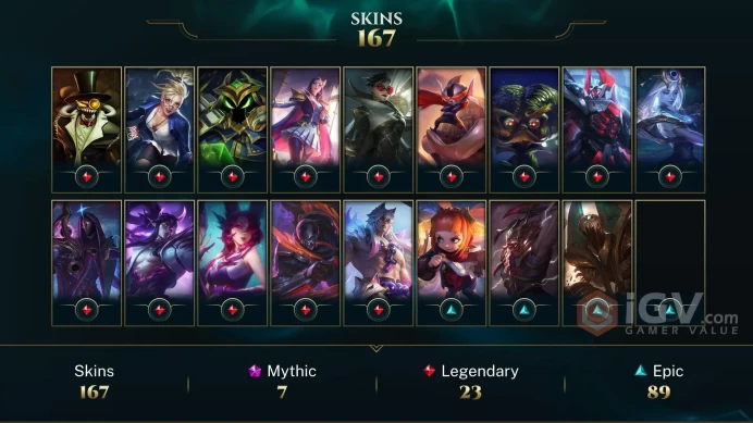 LAS EMAIL CHANGEABLE 363 lvl 151 CHAMPIONS 23K BE 167 SKINS PRESTIGE: JINX LB EZREAL SORAKA LEONA 24 LITTLE LEGENDS 230 emotes LAST PLAY 2023