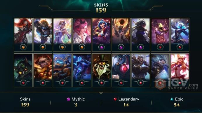 LAN EMAIL CHANGEABLE 133 CHAMPIONS 159 SKINS PRESTIGE SENNA MALPHITE 43 CHROMAS