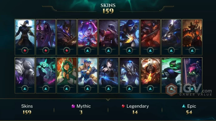 LAN EMAIL CHANGEABLE 133 CHAMPIONS 159 SKINS PRESTIGE SENNA MALPHITE 43 CHROMAS