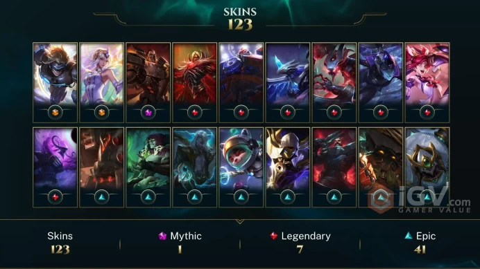 ME EMAIL CHANGEABLE 129 CHAMPIONS 123 SKINS Pulsefire Ezreal Elementalist Lux Dreadnova Darius HONOR 4 GOLD 3 MMR