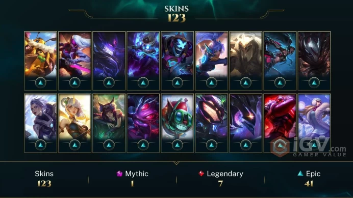 ME EMAIL CHANGEABLE 129 CHAMPIONS 123 SKINS Pulsefire Ezreal Elementalist Lux Dreadnova Darius HONOR 4 GOLD 3 MMR