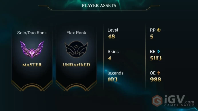 EUW // HANDMADE // MASTER // 72 WINRATE // FULL ACCESS // MAIL CHANGEABLE // 0-8 SKINS // 0-80 CHAMPS // TRUSTFULL SELLER