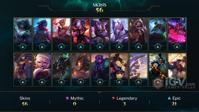EUW 56 Skins 172 Champs | Lil' Slugger Trundle | Three Honors Shen | Sonoran Kog'Maw | Three Honors Akshan | Goalkeeper Blitzcrank | Q4200
