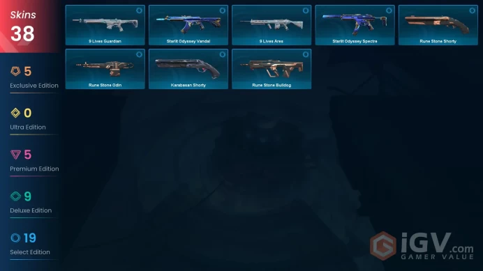 NA | 38 skins | BlastX Phantom | Prelude to Chaos Vandal | Prime Vandal | Crimsonbeast Hammer | Winterwunderland Candy Cane | A7072