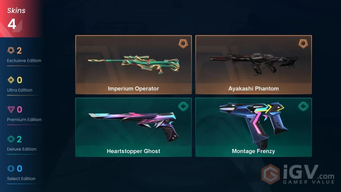 EU | 4 skins | Ayakashi Phantom | Imperium Operator | Montage Frenzy | Heartstopper Ghost | W1617