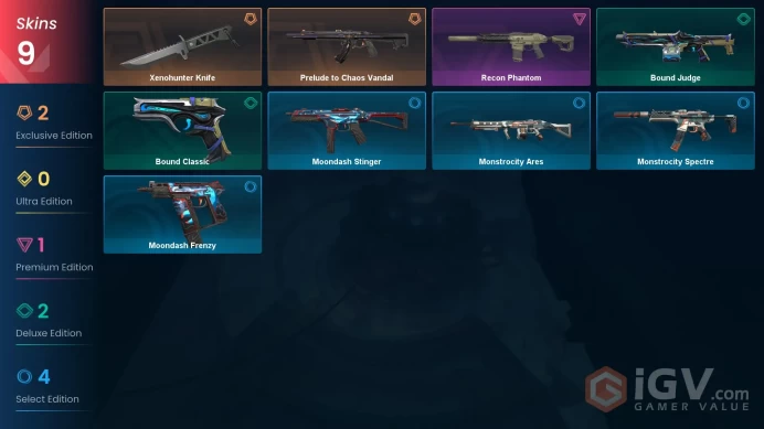 TR/EU Full Access | 9 Skins Xenohunter Knife + Prelude to Chaos Vandal + Recon Phantom + Monstrocity Spectre + more | Gold 3 Last Rank