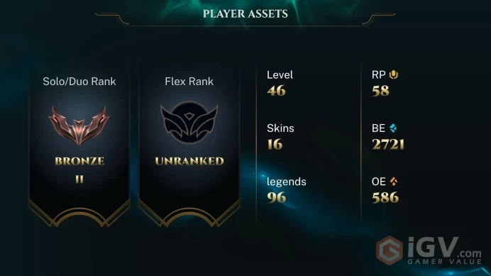  EUW  22 SKINS  BRONZE 2  96 CHAMPIONS  45 LEVEL  INSTANT DELIVERY  FULL ACCESS  F8fxI 