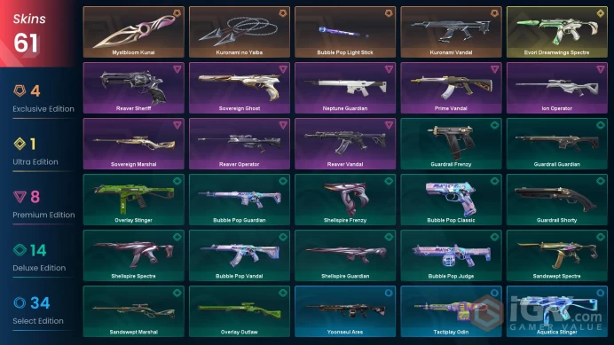 EU+61 skin+Total consumption 29000 VP+Bronze 1+Evori Dreamwings Spectre+Kuronami no Yaiba+Kuronami Vandal.3.23.1