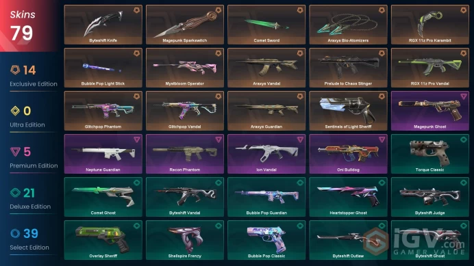 EU+79 skins+Total consumption 42000 VP+Gold 2+RGX 11z Pro Karambit+Araxys Bio-Atomizers+RGX 11z Pro Vandal+Mystbloom Operator.3.23.4