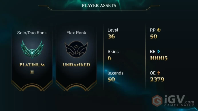 [EUW] S2026 - Platinum 2 -36LP- 32W-34L - +30/-10 LP Gain - Honor 5 - 10K Be - Instant Delivery