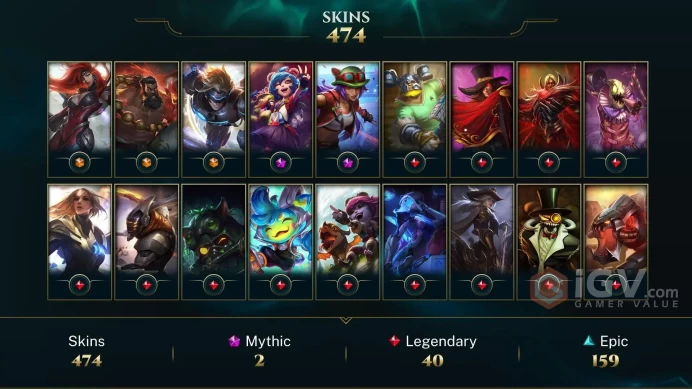EUW | 474 SKIN | PLATIN IV | 557 LVL | 38K+ BE | MAIL CHANGEABLE LEAGUE OF LEGENDS ACCOUNT