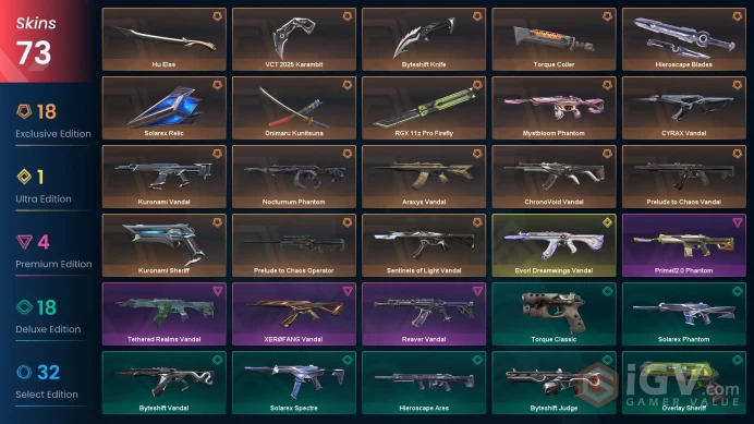 EU | VCT 2025 Karambit, Onimaru Kunitsuna, RGX Pro Firefly, Evori Dreamwings Vandal, Kuronami Vandal, Prelude to Chaos Vandal, Sentinels Vandal