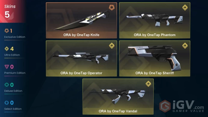 Na-Usa-Can | ORA Bundle | ORA by OneTap Knife | ORA by OneTap Vandal | ORA by OneTap Phantom | 5 Skins | Level 20 | Full Access